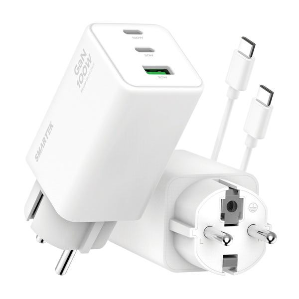 스마텍 초고속충전기 3포트 100w GAN PD 접지 멀티 노트북 C타입 USB (케이블 포함)