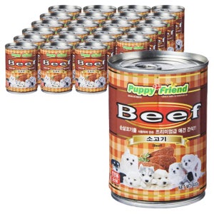 퍼피프랜드 강아지캔 강아지통조림 애견 습식 유동식 소고기(대용량), 400g, 24개