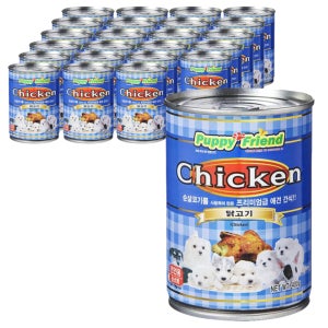 퍼피프랜드 강아지캔 강아지통조림 애견 습식 유동식 닭고기(대용량), 400g, 24개