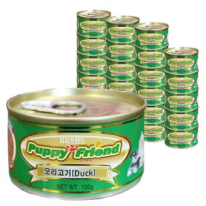 퍼피프랜드 강아지캔 강아지통조림 애견 습식 유동식 오리고기(원형), 100g, 24개
