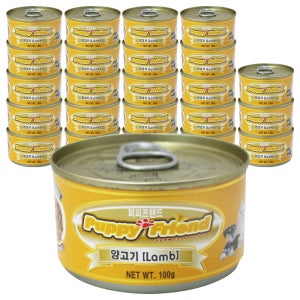 퍼피프랜드 강아지캔 강아지통조림 애견 습식 유동식 양고기(원형), 100g, 24개