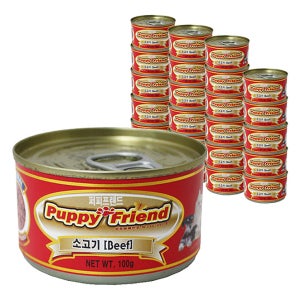 퍼피프랜드 강아지캔 강아지통조림 애견 습식 유동식 소고기(원형), 100g, 24개