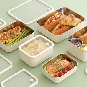 반찬통 스텐밧드 전자레인지보관 스텐밀폐용기 사각밧드 700ml