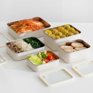 모노테일 반찬통 무연마 스텐밧드 전자레인지보관 스텐밀폐용기 사각밧드 700ml