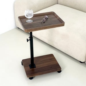 클리어 높이조절 360도 회전 이동식 쇼파테이블 거실 철제 보조 미니 침대옆 사이드테이블