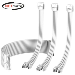넷메이트 PSU 연장 18AWG 슬리빙 케이블 세트 (올화이트 4종) [EZDIY-FAB] NM-DPI1248