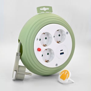 러그박스 원형 3m C타입 1포트 USB 3.0 1포트 3구콘센트 멀티탭 릴타입