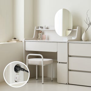 블랭크맨션 국내제작 E0등급 피아노 수납 화장대 히든 콘센트 (거울포함) 800 화장대