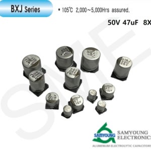 삼영 칩전해 콘덴서 SMD 105도 BXJ 50V 470uF 8X6 릴단위(1000EA)