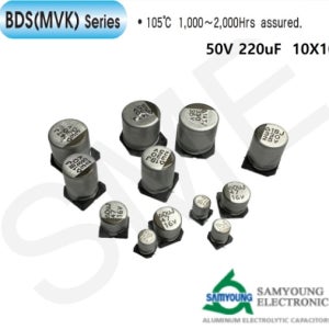 삼영 칩전해 콘덴서 SMD 105도 MVK 50V 220uF 10X10 릴단위(500EA)