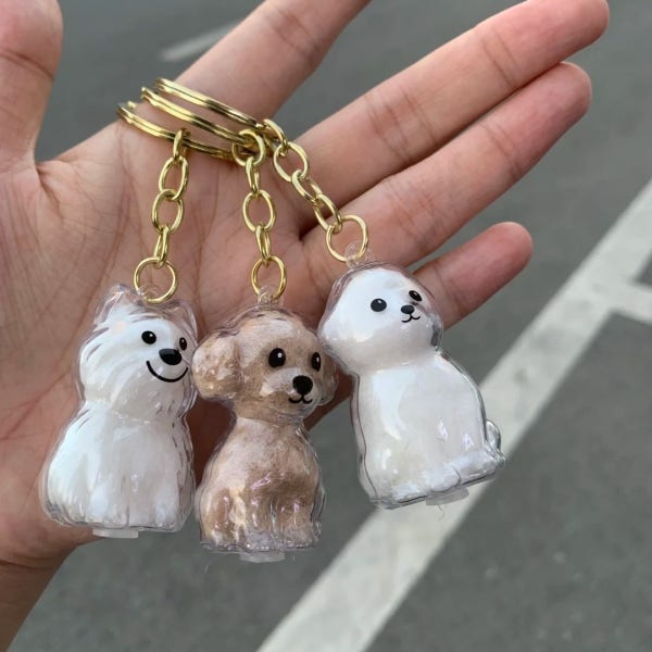 강아지 털 보관 키링 투명 캡슐 메모리얼 키홀더