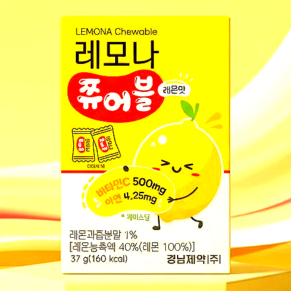 레몬맛 캔디 레모나 쮸어블 레몬맛 37g 비타민c 아연 경남제약 츄어블 키즈 어린이 간식