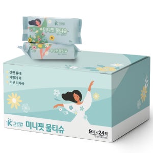 케이크린업 미니핏 물티슈 포켓쏙 휴대형 9매입 × 24개