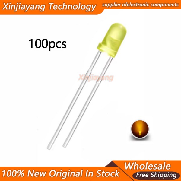 100개 3 F3 라운드 LED 울트라 <b>브라이트</b> 오렌지 그린 옐로우 블루 레드 DIP2
