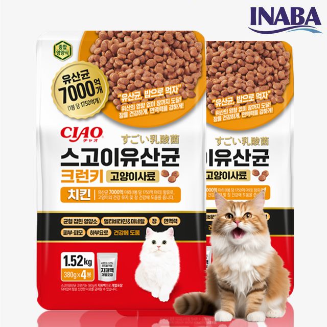 이나바 챠오 스고이 유산균 크런치 사료 치킨, 1.52kg, 2개