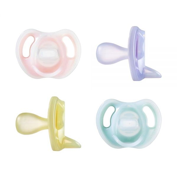 Tommee Tippee 초경량 실리콘 젖꼭지 618개월 대칭 일체형 디자인 BPA <b>프리</b> 빙키 핑크바이올렛옐로우 4개 팩144094 6-18 Month (Pack of 4)