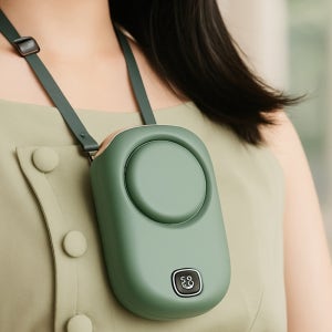 무선 휴대용 LED 목걸이 강풍 선풍기 핑크