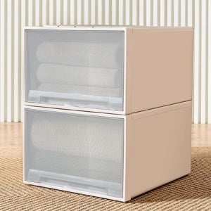 1+1 옷장 투명 서랍형 슬라이딩 리빙박스 펜트리 옷 수납 정리함 수납함 플라스틱 308