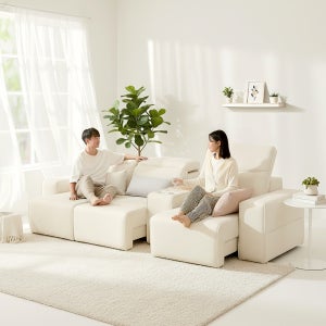 헤닝 플렉스 리클라이너 모션 소파 슬라이드 4인용 패브릭 무빙소파+유무선충전 우퍼 홈바