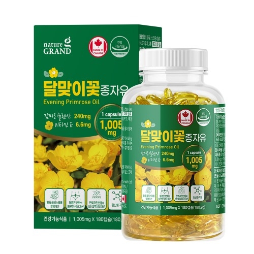 네이처그랜드 달맞이꽃종자유 180캡슐 <b>감마리놀렌산</b> GLA 비타민E PMS 여성건강기능식품