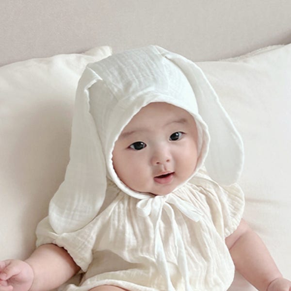 리뗀클로르 신생아 바니 거즈햇 토끼 귀 보닛 모자