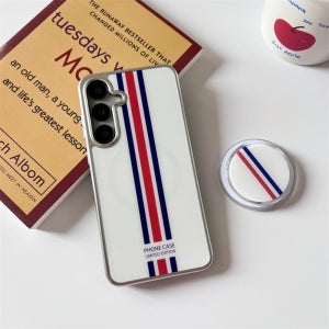 맥세이프 케이스 명품 그립톡 힌지보호 풀커버 링 화이트, 갤럭시S25 플러스