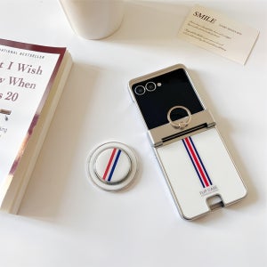 맥세이프 케이스 명품 그립톡 힌지보호 풀커버 링 화이트, 갤럭시Z 플립7