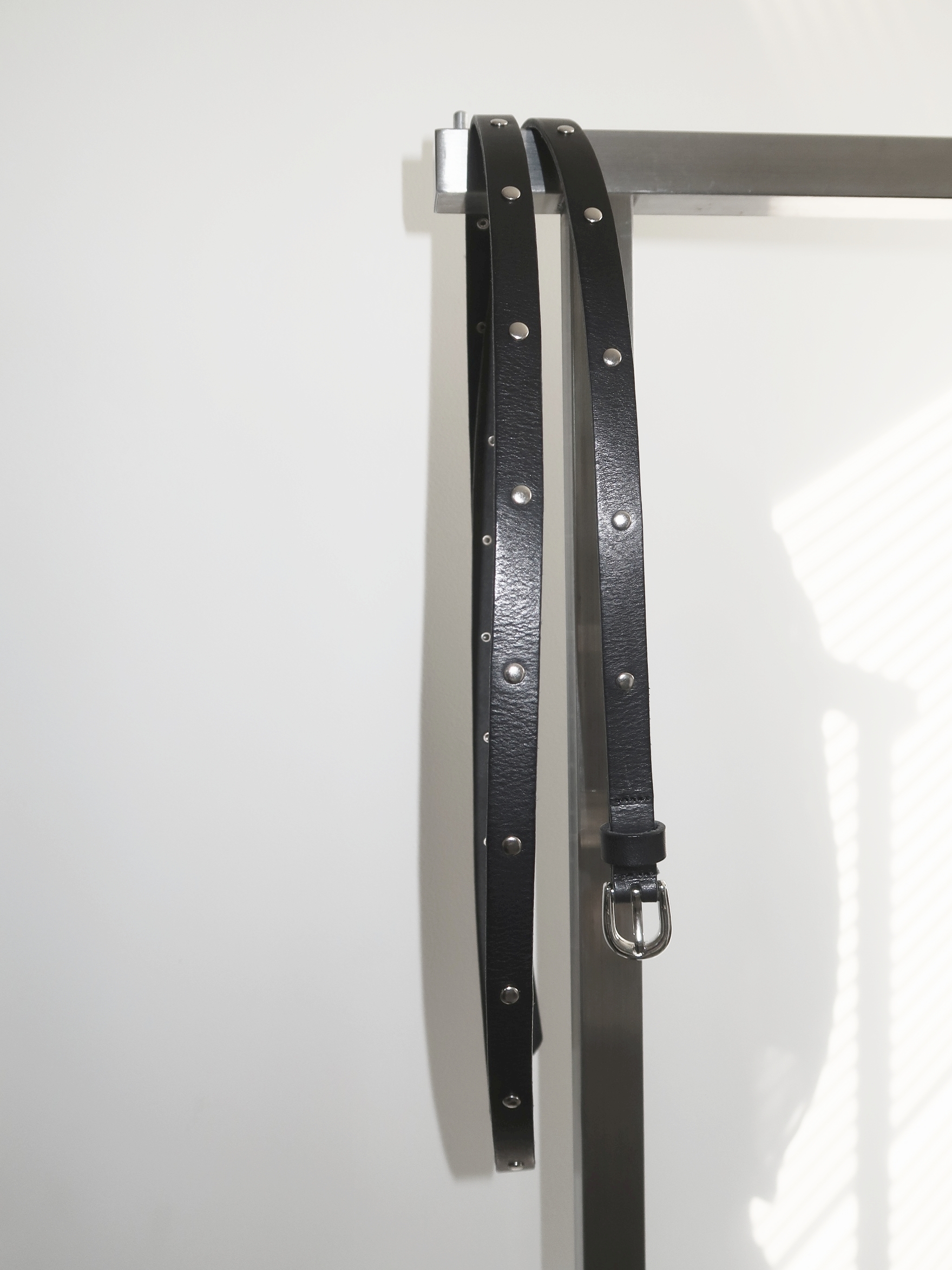 COW LEATHER STUDDED LONG BELT