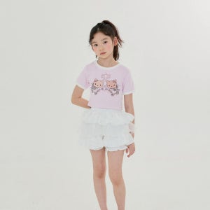 [재고보유] 포크칩스 25여름 태닝 키티 티셔츠 반팔티 (핑크 JL 사이즈)