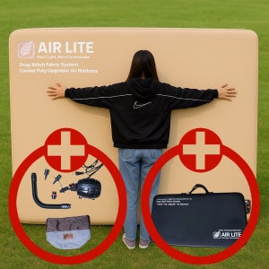 [12x200x280] 캠프웍스 에어매트 경량 캠핑매트 에어라이트 캠핑 매트리스 280x200cm, 12cm, 베이지코코넛