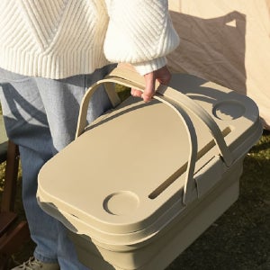 감성 캠핑 폴딩 접이식 피크닉 테이블 바스켓 수납 바구니