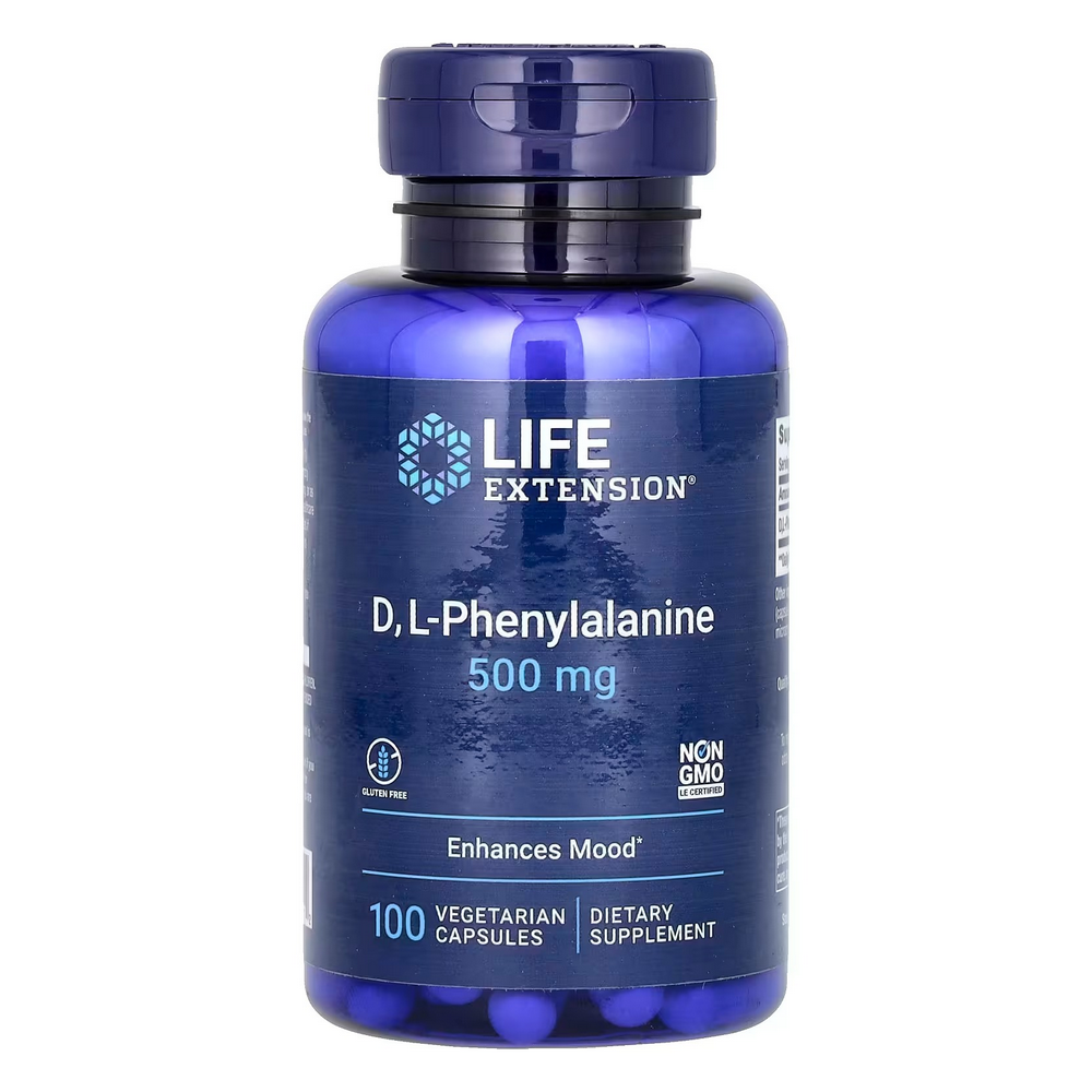 라이프익스텐션 D L-<b>페닐알라닌</b> 500mg 100베지테리언캡슐