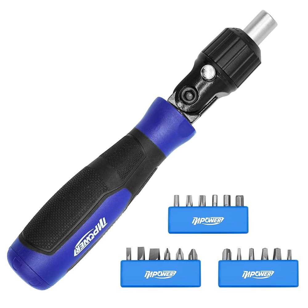 <b>인파워</b> 래칫 드라이버 세트 19개 비트 5방향 회전 핸들 가정용 수리 도구 키트
