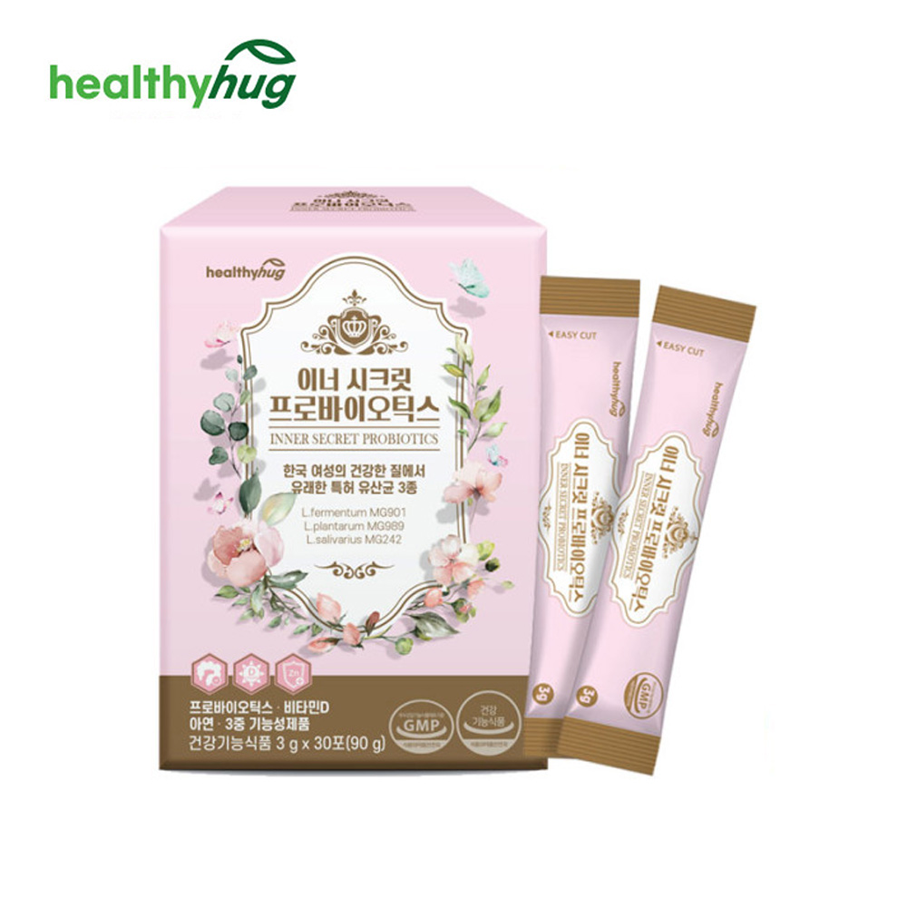 헬씨허그 이너시크릿 <b>프로바이오틱스</b> <b>여성</b> 질 유산균 락토바실러스 [1박스 x 30포]