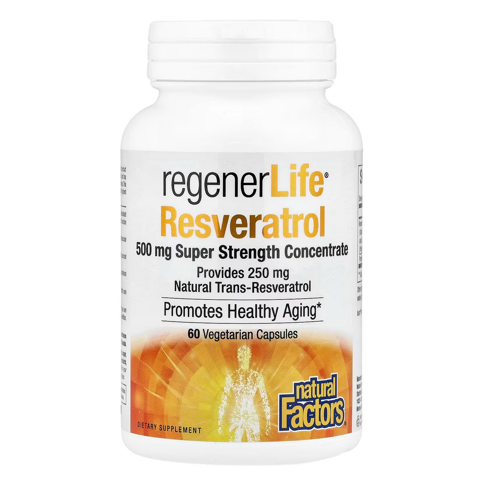 내추럴팩터스 <b>리제너라이프</b> 레스베라트롤 500mg 60베지테리언캡슐