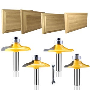 LEATBUY 1/4인치 샹크 도어 앤 드로어 전면 가장자리 라우터 비트 세트 4개 목공 LINE