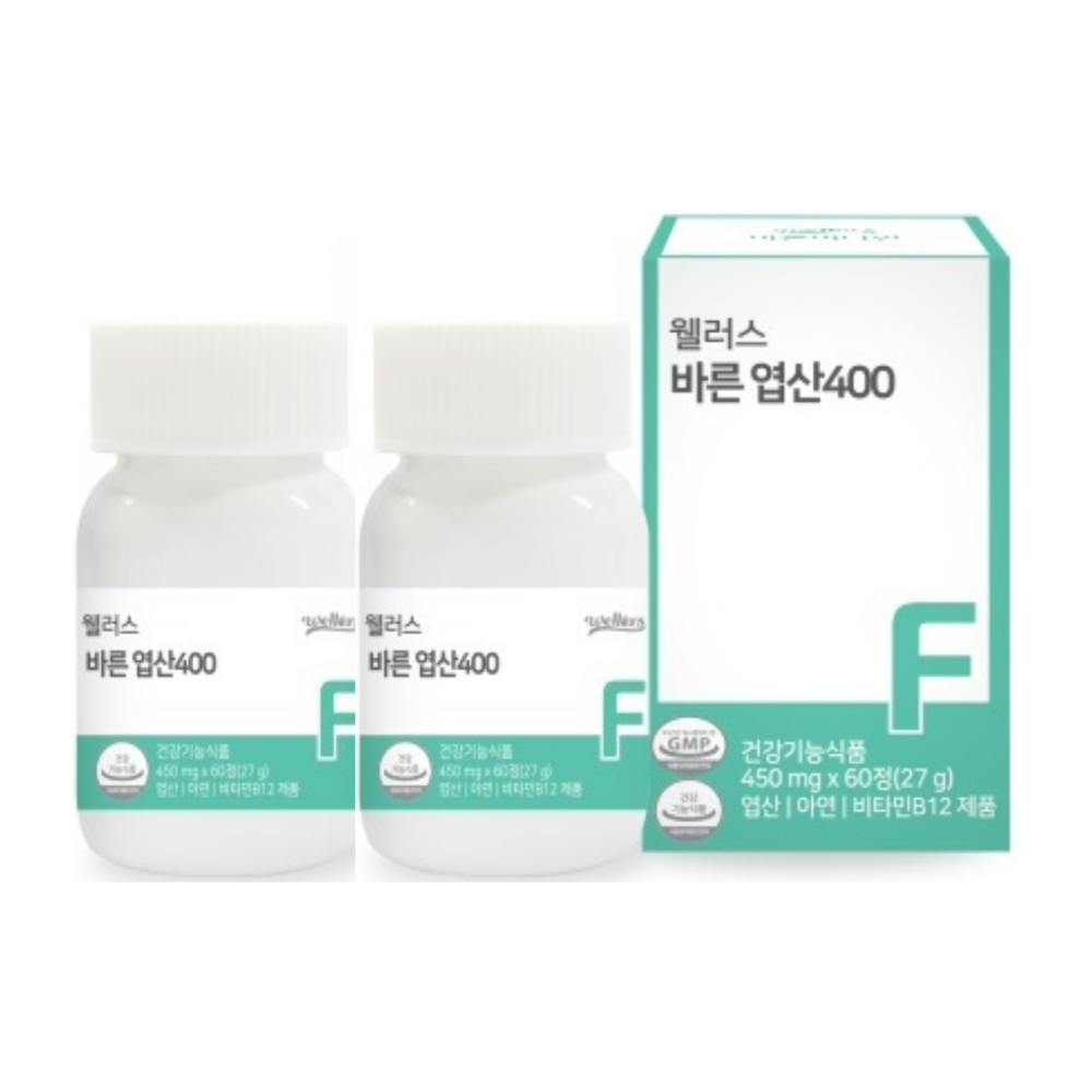 <b>웰러스 바른 엽산</b> 400 60정, 2개