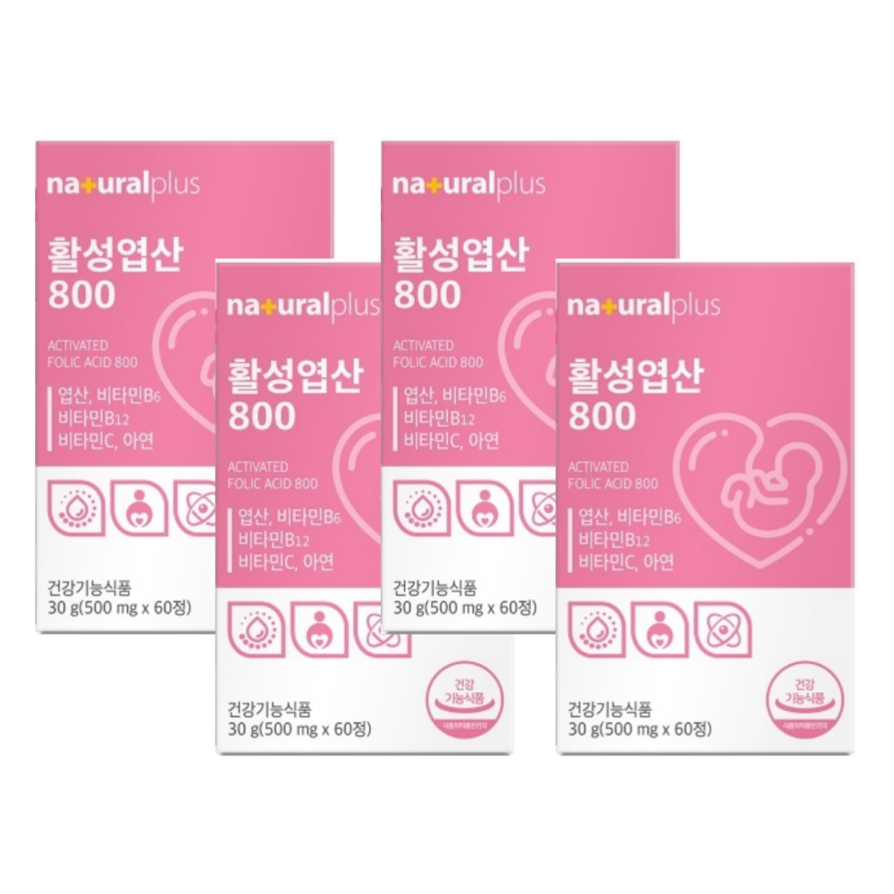 내츄럴플러스 활성<b>엽산</b>800 60캡슐, 4개