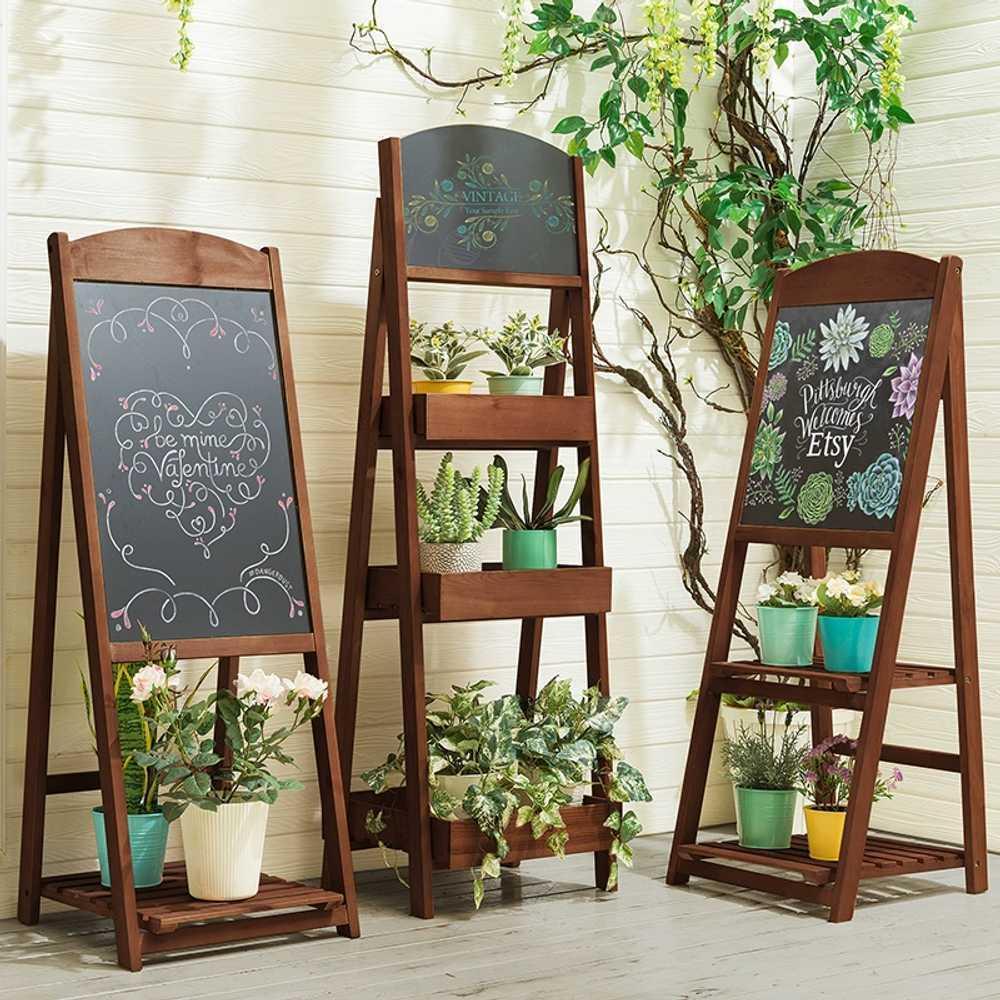 카페 스탠드 안내판 레스토랑 화분 보드 우드 배너 홀더 1단