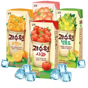 남양 과수원 사과 주스 청포도 복숭아 오렌지 190ml 48팩 각 12팩씩 팩음료