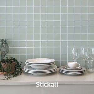 스티컬 접착식 붙이는 데코 타일 주방 욕실 셀프인테리어 (미디엄 스퀘어 밀키그린 무광)