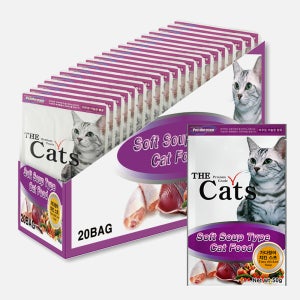 더캣츠 고양이스프 고양이죽 유동식 습식 파우치 간식 치킨+가다랑어, 50g, 20개