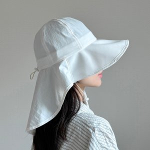 챙넓은 여름 나일론 방수 비치 서핑 물놀이 골프 벙거지 버킷햇 뒷목가리개 여성 모자