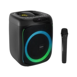 Coms 이동식 블루투스 무선마이크 앰프 LED 파티박스 50W TWS지원 노래방 KY300