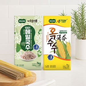 순솔 100% 메밀면1kg + 순솔가원 100% 옥수수1kg 글루텐프리 국수 제로슈가 세트