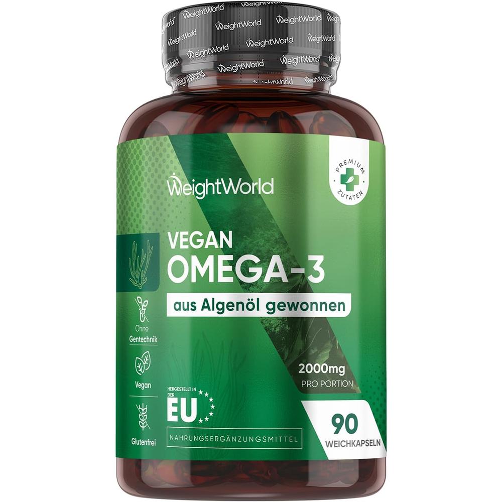 독일 <b>웨이트월드</b> WeightWorld Omega 3 Vegan 비건 오메가3 2000mg 조류오일 캡슐 90정