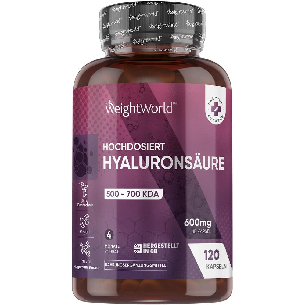 독일 <b>웨이트월드</b> WeightWorld Hyaluronic Acid 히알루론산 600 mg 캡슐 120정