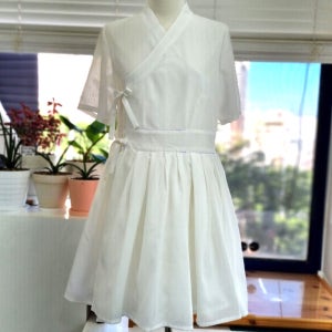 다온공방 철릭 원피스 반팔 짧은 치마 숏기장 화이트 여름철릭원피스 안감형 주문제작