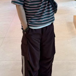 아디다스 TOC TEA 와이드 카고 트랙 팬츠 브라운 JG1516
