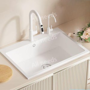 싱크볼 사각 주방 개수대 도자기 화이트 싱크 가정용 A.화이트50x43스탠다드(온수)